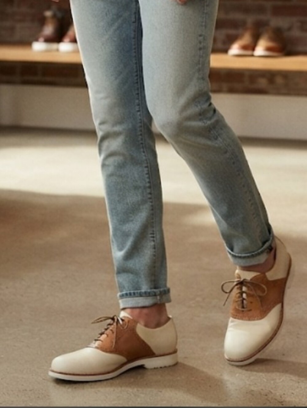 Polo Ralph Lauren Two-Tone Leather Saddle Shoes Men's Size 10.5 Classic Oxford